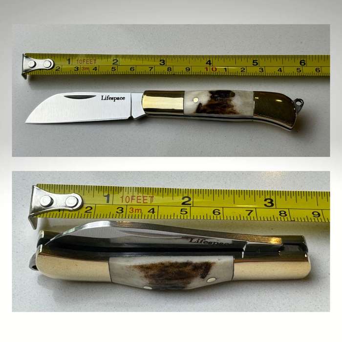 Lifespace Premium 'Hawkbill' Biltong Utility Knife with SS Blade & Antler Handle