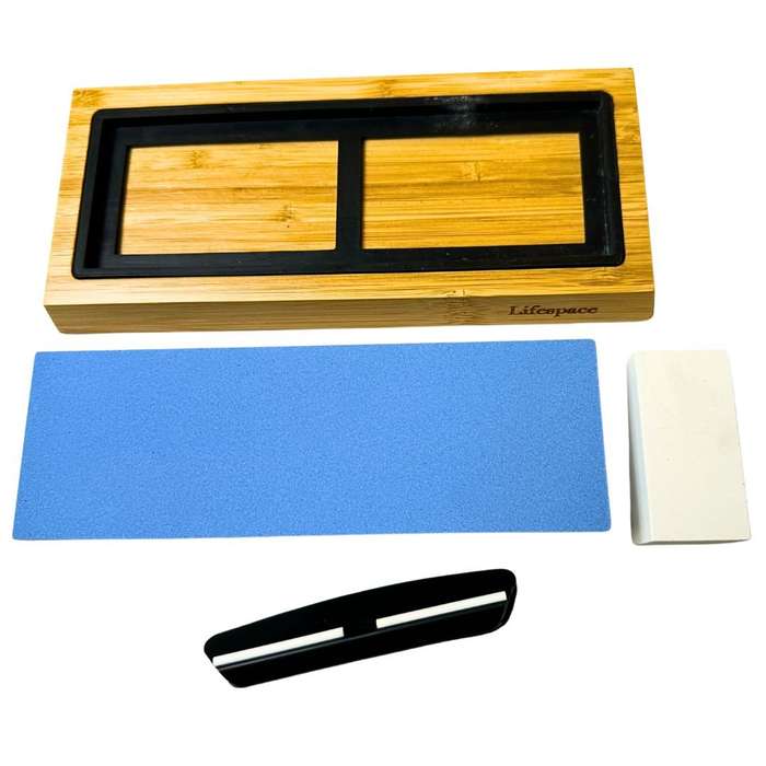 Lifespace Premium Whetstone Dual Sided 1000/3000 Grit, Sharpening Stone, Non-Slip Bamboo Base & A...