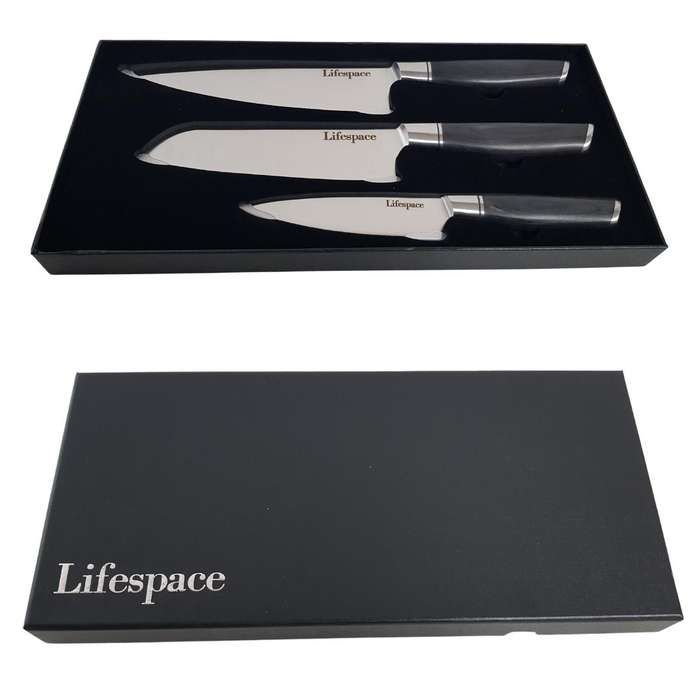 Lifespace Classic Japanese Chef Knife Set in a Gift Box - Petty, Santoku & Chef