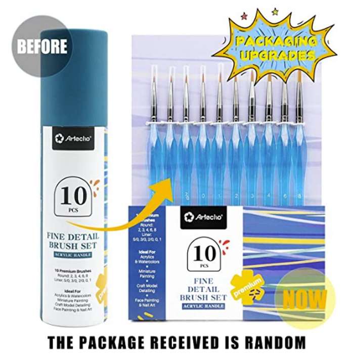 Artecho Artist 10pce Fine Detail Brush Set - Professional