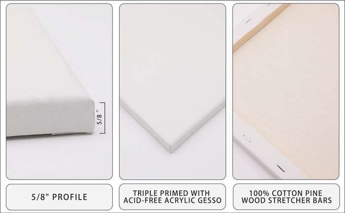 Artecho Stretched Canvas 6 Set Value Pack White - 30cm x 30cm