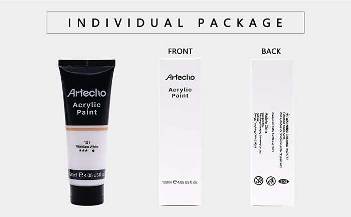 Artecho Titanium White 4.05 - 120ml Acrylic Paint Tube - 2 pack