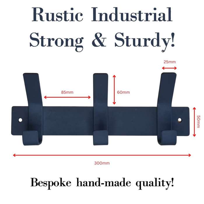 Lifespace 300mm Rustic Industrial Bespoke Utility Hook - 3 hooks