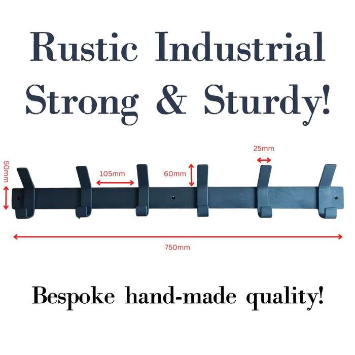 Lifespace 750mm Rustic Industrial Bespoke Utility Hook - 6 hooks