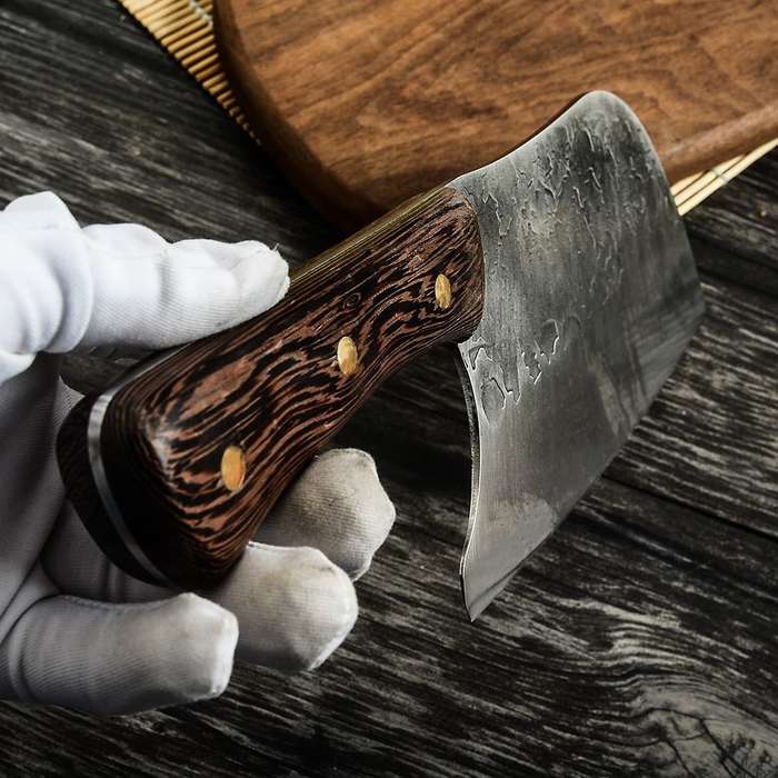 Lifespace 8" Hammered Cleaver with Curved Blade