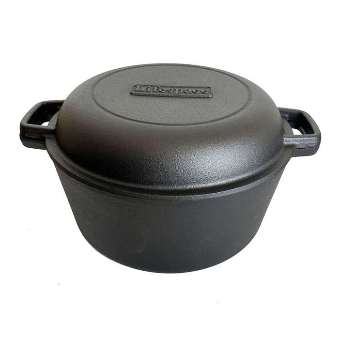 Lifespace Cast Iron Double Dutch Oven Pot 26cm