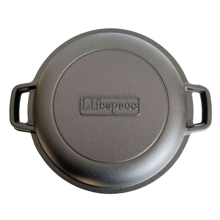 Lifespace Cast Iron Double Dutch Oven Pot 26cm