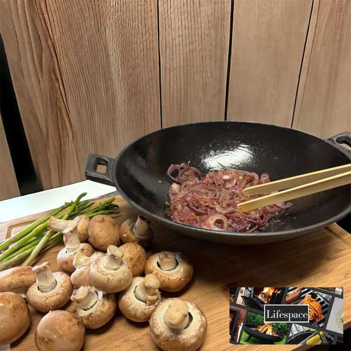 Lifespace Cast Iron Wok - 31cm x 31cm