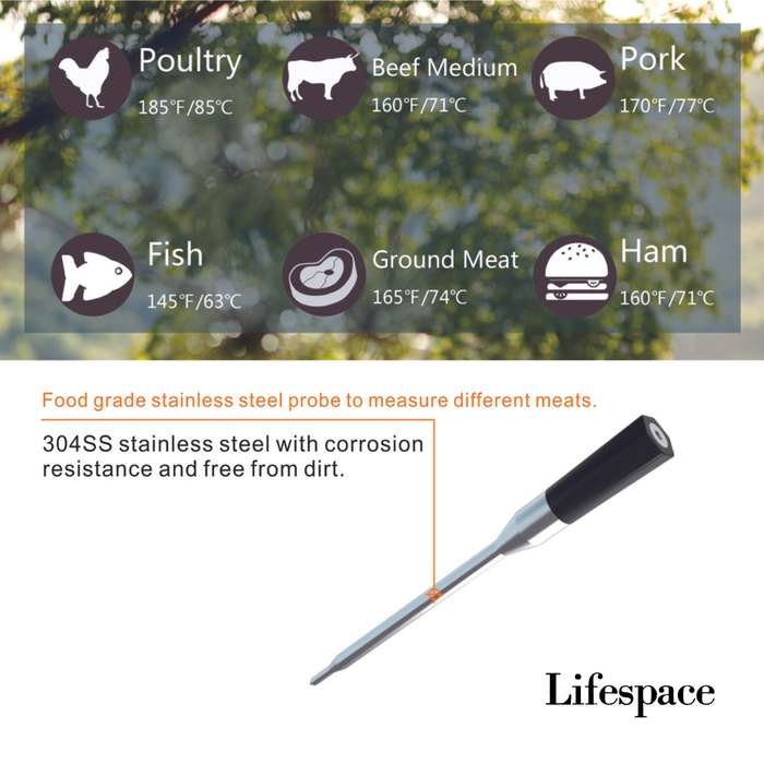 Lifespace Premium Smart Bluetooth Probe Thermometer - 2024 improved model
