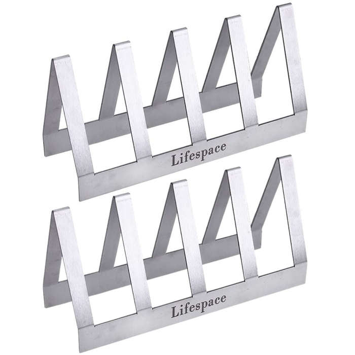 Lifespace Premium Stainless Steel T-Bone / Chop Rack - 4 Slot (2 pack)