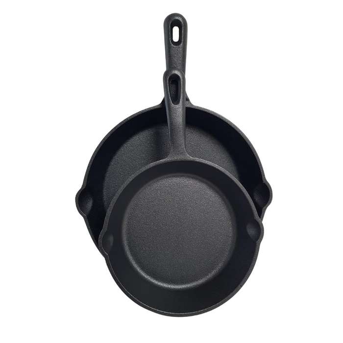 Lifespace Quality 3 Piece Matt Black Cast Iron Skillet Pan Set