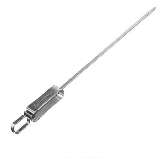 Lifespace Quality Set of 6 Stainless Steel Flat Kebab Skewers with Push Bar