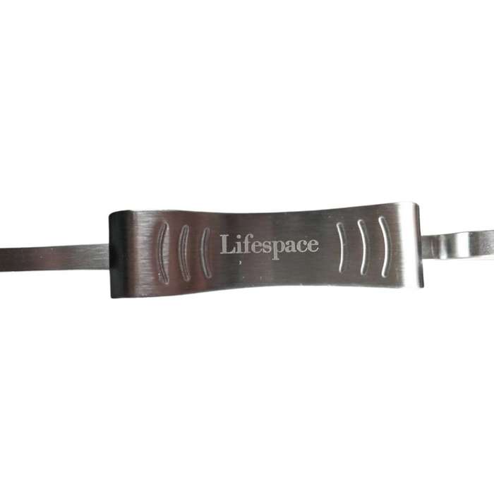 Lifespace Quality Set of 6 Stainless Steel Flat Kebab Skewers with Push Bar