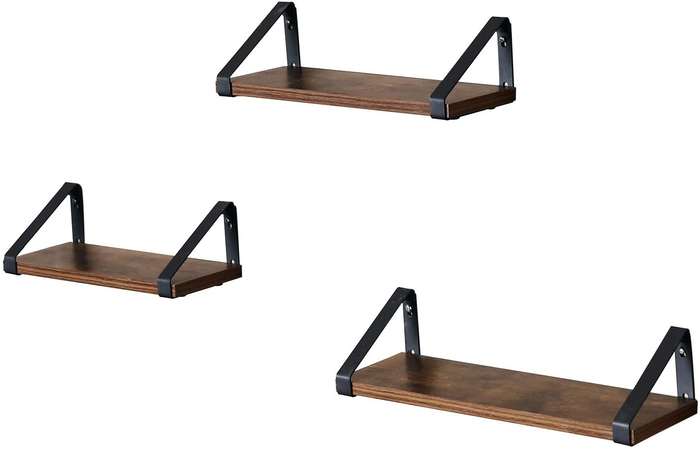 Lifespace Rustic Industrial Floating Display Shelf Set - 3 shelves