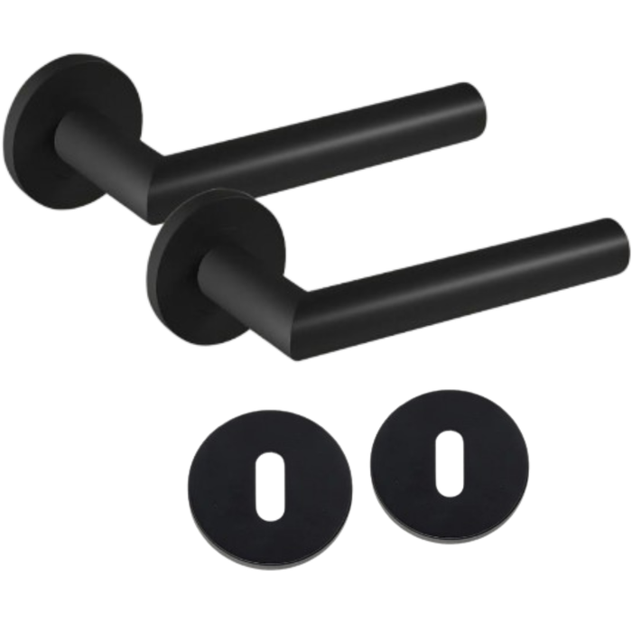 Modern Matt Black Tubular Handles on Rose