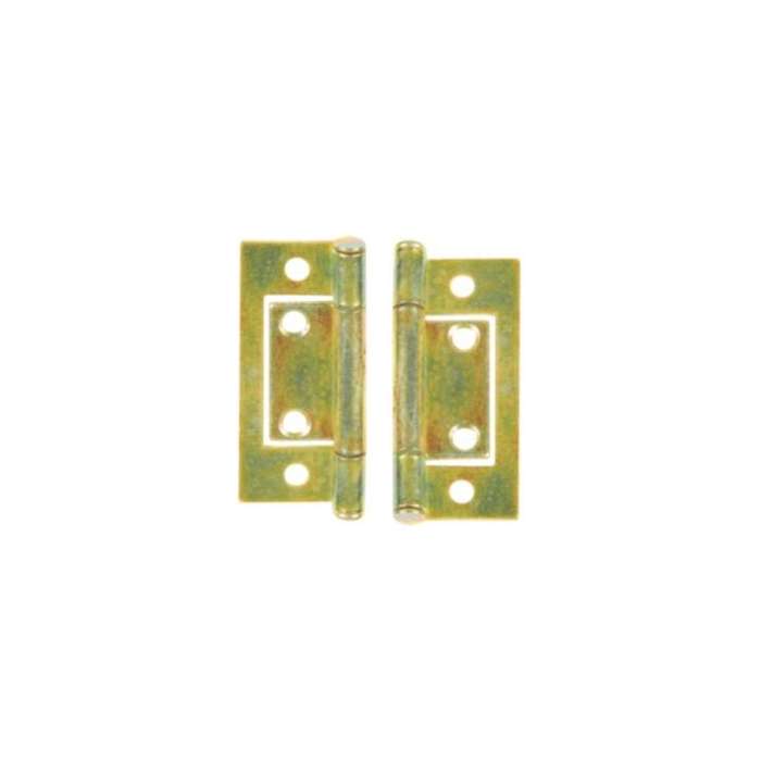 Brass Plated Flush Hinge - 50mm - Pair