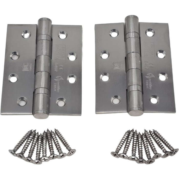 304 Stainless Steel Butt Hinges Door Hinges - 100mm X 75mm (Fire Rated)