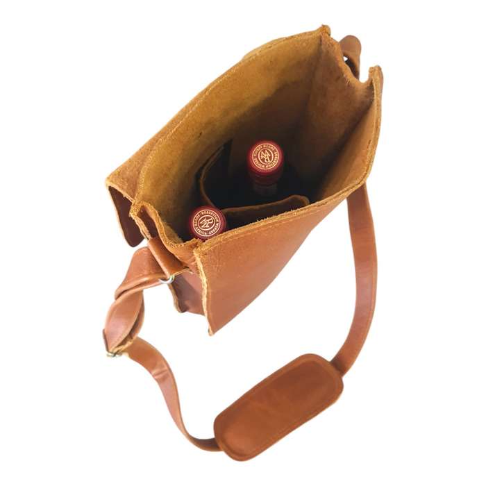 Genuine Leather 2 Bottle Sling Carrier Bag | MIRELLE