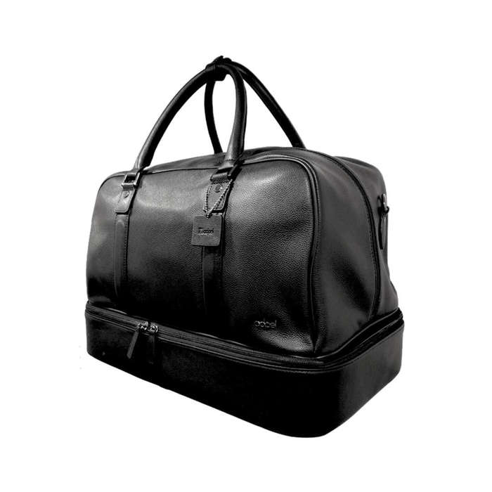 President Leather Double Decker Golf Bag - Shoe Compartment - Black