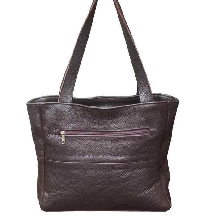Mirelle Shopper Shoulder Handbag With Outside Zipped Pocket | Genuine Leather - Brown