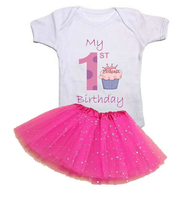 My First Birthday Cupcake  Baby grow and Tutu Combo