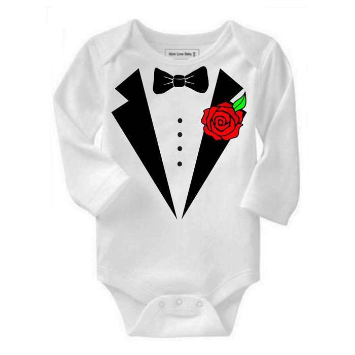 White Tuxedo baby grow