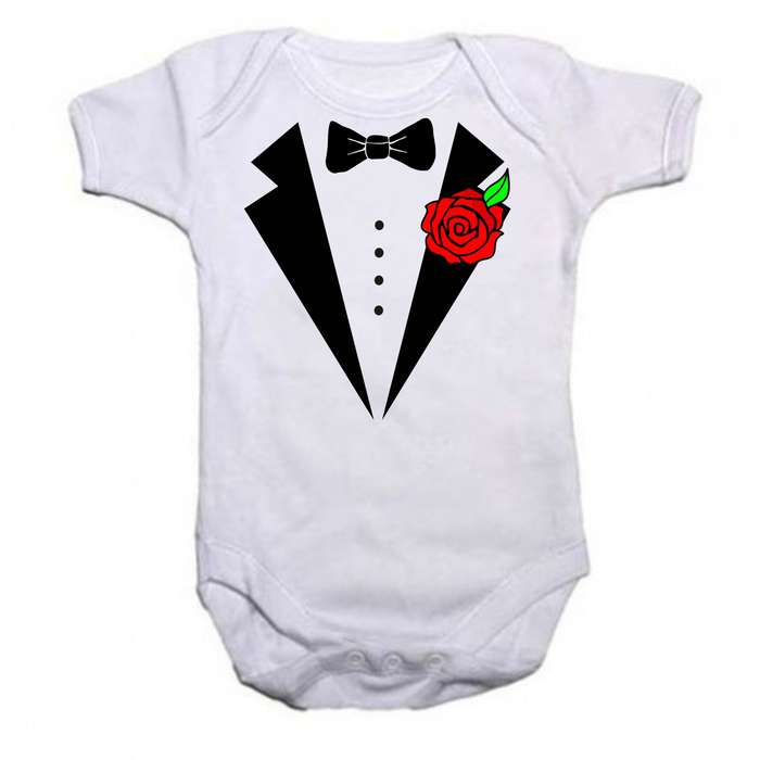 White Tuxedo baby grow