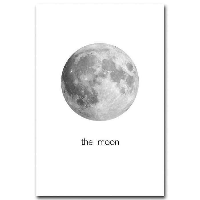 Abstract Black&White Moon Canvas Paintings Print Home Room Wall Picture Art Dec... - White / 50*70cm
