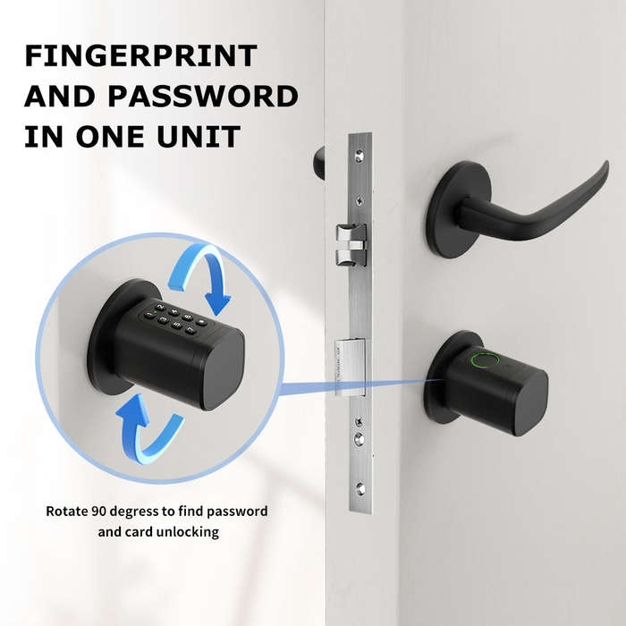 Smart Life Tuya Bluetooth Access Control Fingerprint Keypad Card Key Cylinder Door Lock (Black)