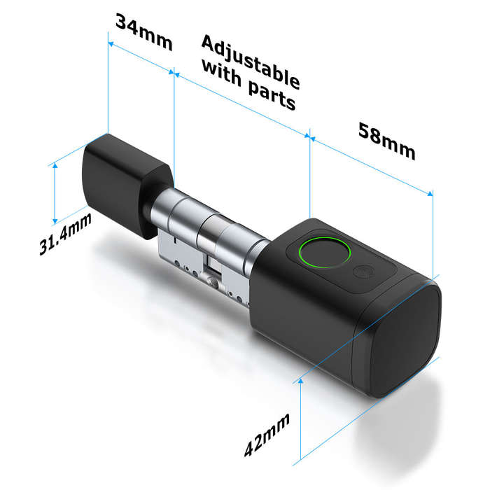 Smart Life Tuya Bluetooth Access Control Fingerprint Keypad Card Key Cylinder Door Lock (Black)