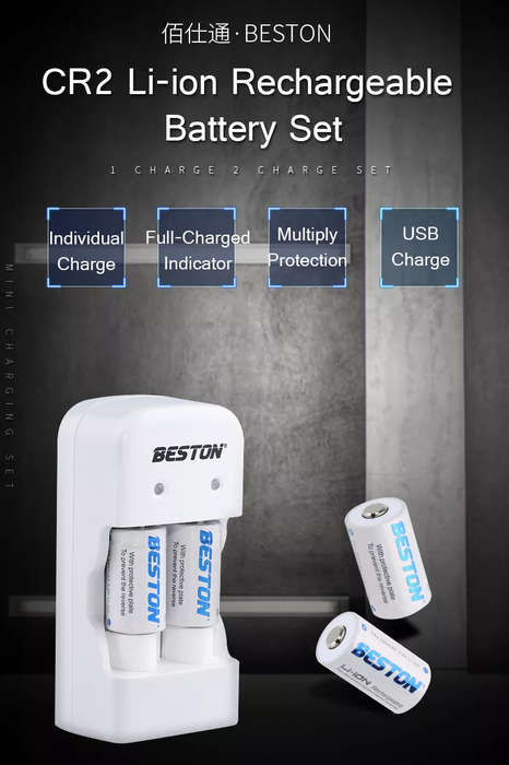 BESTON CR2 Rechargeable Lithium Battery | 15270 | 3V | 300mAh | 2 Pack