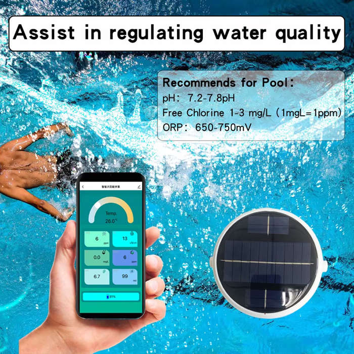 Smart Life Tuya Zigbee Solar Water Quality Tester Chlorine/TDS/EC/PH/Salinity/ORP/Temperature