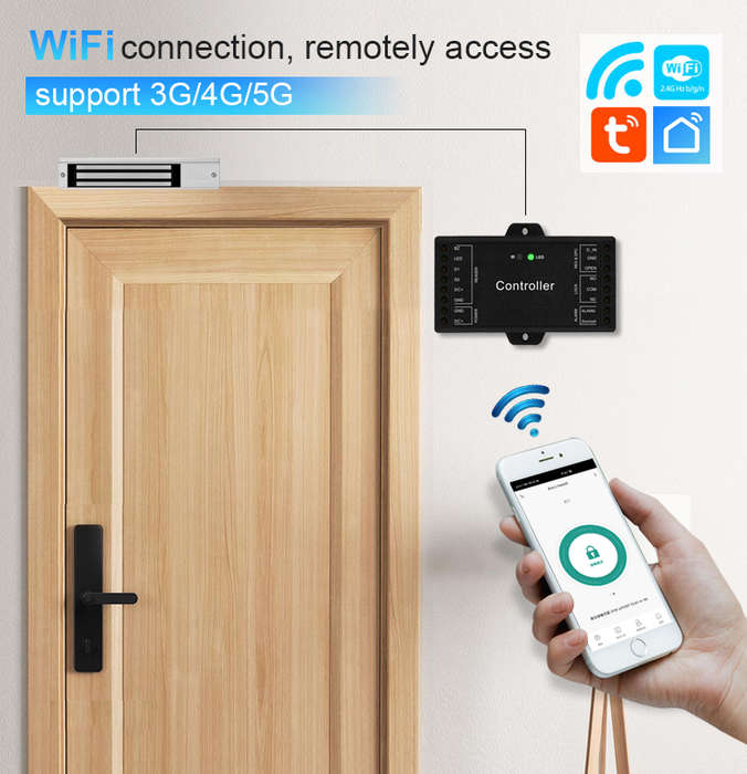 Smart Life Tuya WIFI 12V Access Controller for Wiegand Keypad Card Reader for Door Gate Garage Motor
