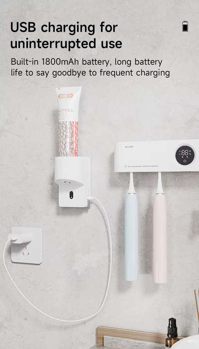 Electric Toothpaste Squeezer Dispenser | 5V Rechargeable | Fits Toothpaste Tube | Wall Mounted