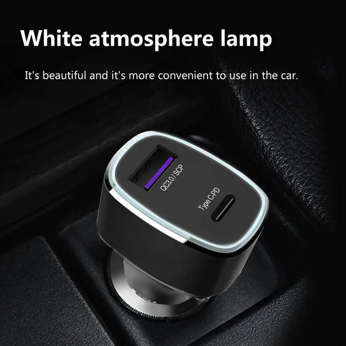 2 Port Fast charging 1 USB A 3A and 1 USB C PD20W Car charger (Black)