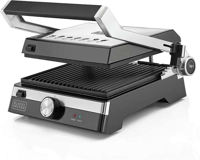 Black & Decker 2000W Family Health Grill, Black/Silver | CG2000-B5