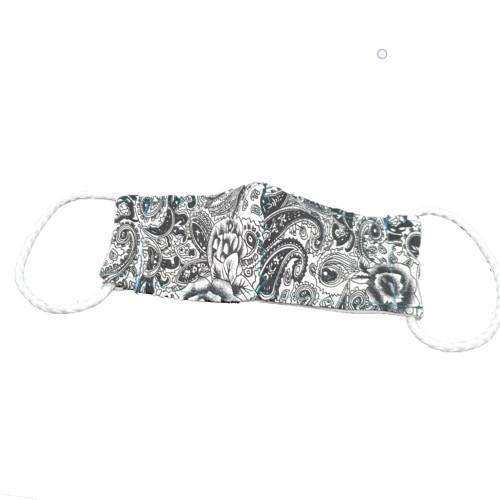 Tweens Reusable Fabric 3-Layer Non-Medical Mask - Medium size - black & cream floral