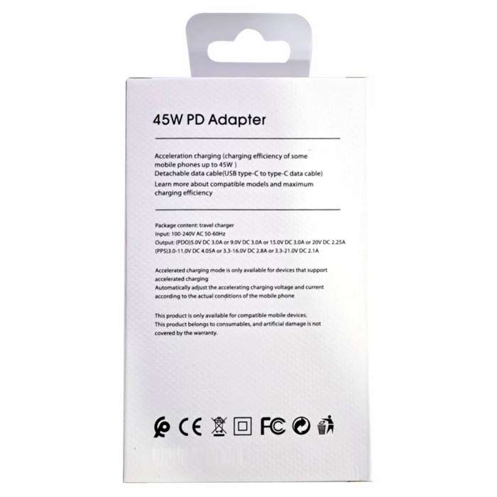 Type-C 45W PD Fast Charging Adapter Black for Samsung