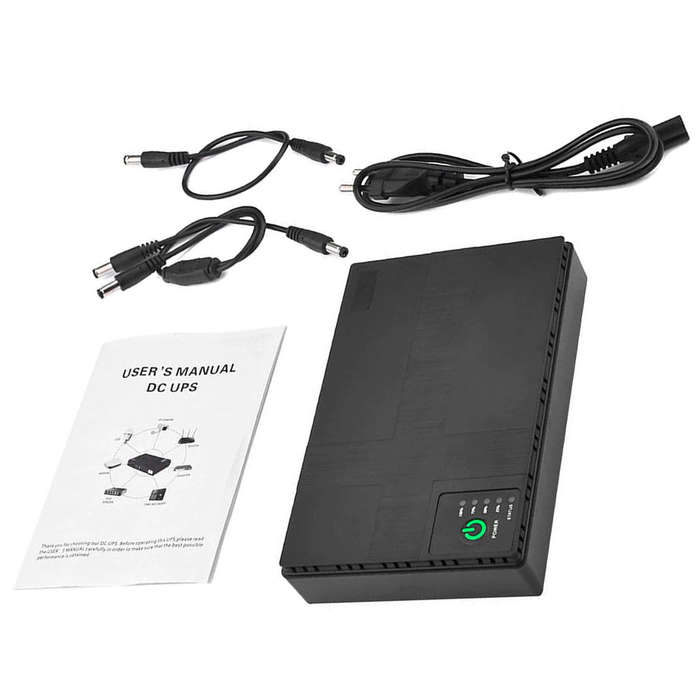 Mini DC UPS Multifunctional Portable Power Backup 8800mah for Wifi Router - Black