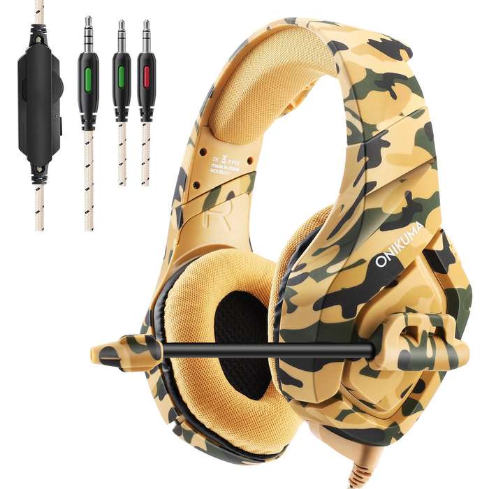 ONIKUMA K1-B Camouflage Elite stereo gaming headset - Yellow