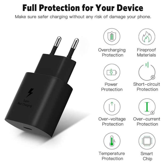 Type-C 45W PD Fast Charging Adapter Black for Samsung