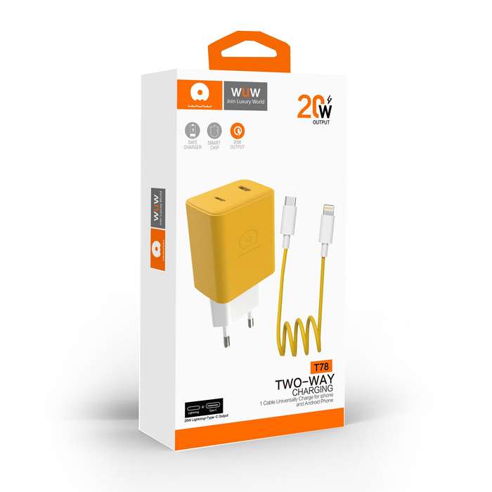 FAST CHARGING 20W Dual Port Charging Block with Type-C to Lightning Cable