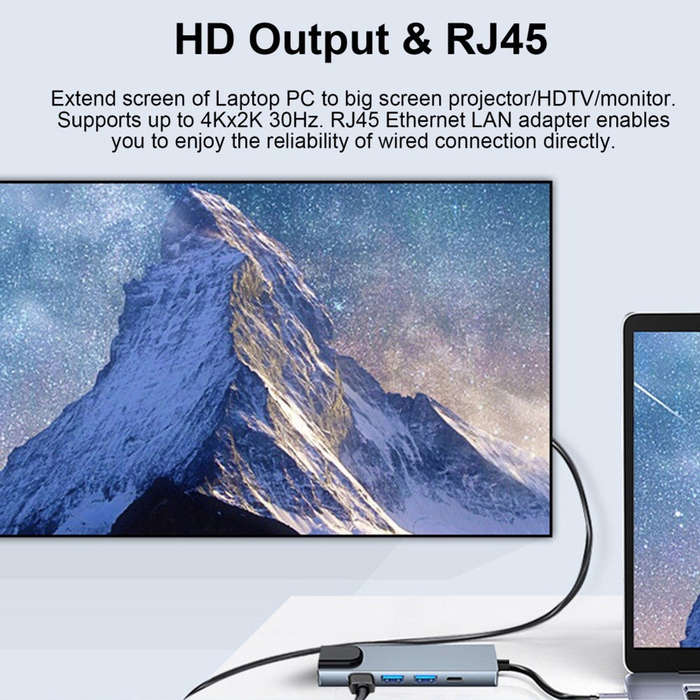 Docking Station Portable USB-C Hub 5-in-1 Adapter Multi-Port Converter