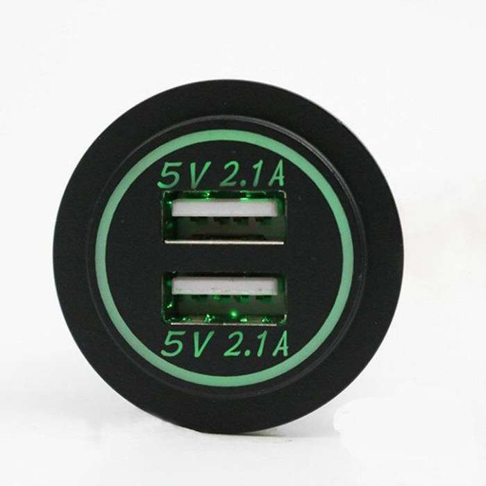 2.1A Dual USB socket charger - Backlight LED - Green