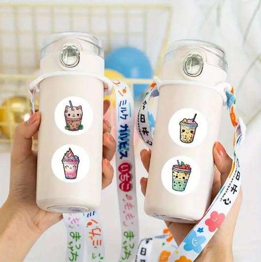 Kawaii Animal & Fruit Bubble Tea Stickers