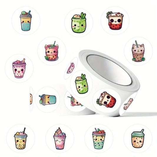 Kawaii Animal & Fruit Bubble Tea Stickers