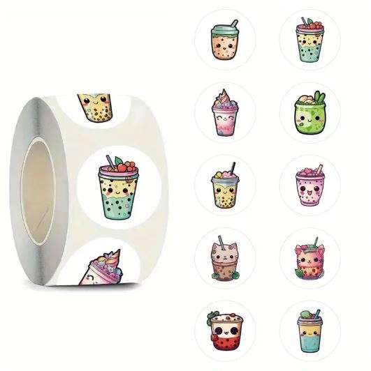 Kawaii Animal & Fruit Bubble Tea Stickers