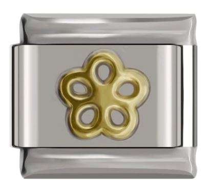 Italian Charm Flower Daisy 'Gold' Outline on 'Silver' Link (Fits Nomination Bracelet)