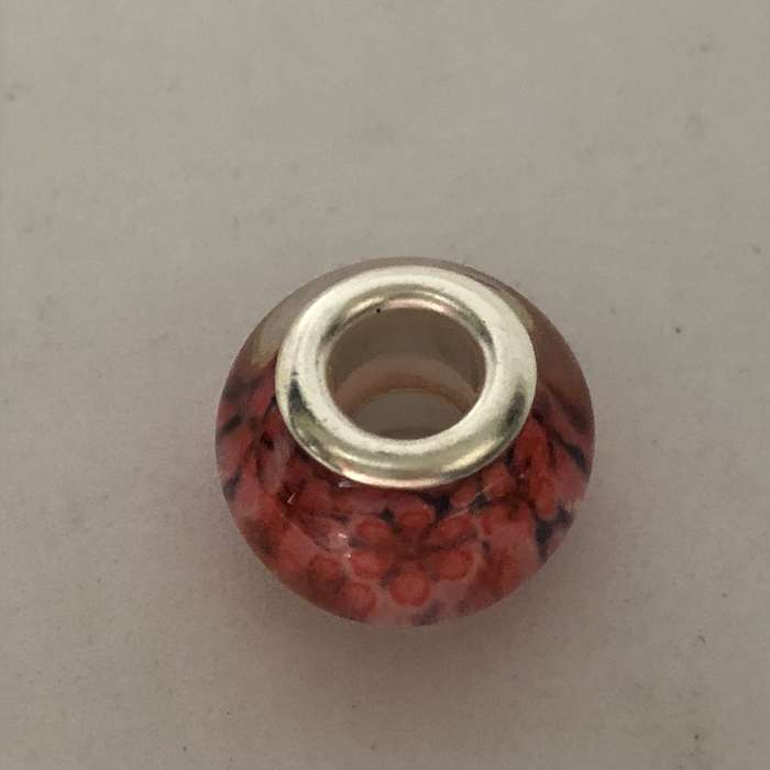 Bead Fitting Pandora Murano-Type Pink Bead Flower Design