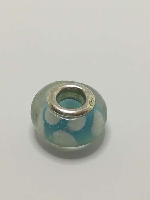 Bead Fitting Pandora Murano-Type Glass Light Blue White Clouds
